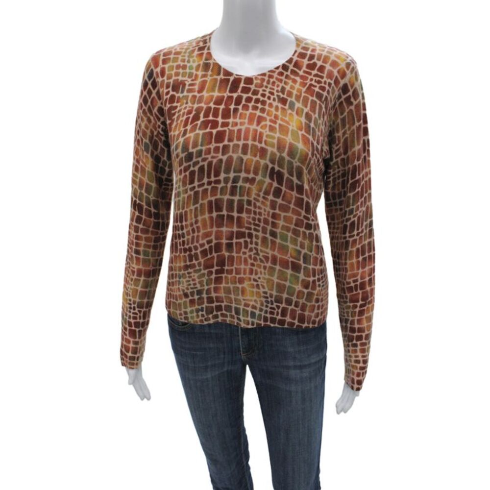 Autumn Cashmere Unisex Brown 100% Cashmere Geometric Pullover Sweater Size S
